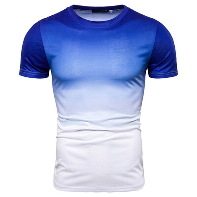 

Toponeto Mens Summer Casual Coloured Gradually Changing Short Sleeve T Shirt Top Blouse