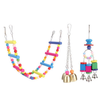 

Greensen 3Pcs Wood Bird Pets Ladder Color Playing Chewing Biting Toy for Parrot