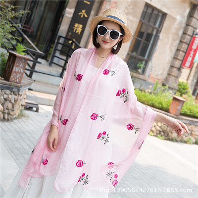 

Scarf shawl dual-use long female Korean version of the national wind embroidery chiffon scarves spring&autumn embroidered shawl manufacturers wholesale