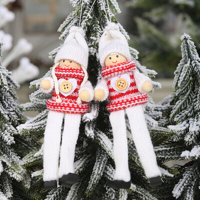 

2Pcs Mini Doll Christmas Tree Hanging Ornament Knit Doll Pendant Home Decoration