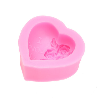 

I Love U DIY Love Rose Die Mould Soap Double Sugar Cake Bake Tool Silicone