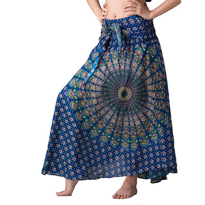 

Women Hippie Bohemian Long Skirt Gypsy Boho Elastic Waist Halter Beach Dress