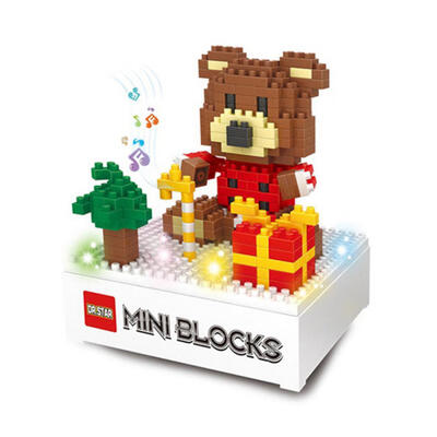 

DRSTAR Christmas Bear Educational Toys Mini Diamond Blocks Christmas Music Box Serie Gifts For Children