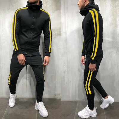 

SUNSIOM Men Tracksuit Jogging Top Bottom Sport Sweat Suit Trousers Hoodie Coat Pant