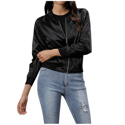 

Toponeto Womens Zippeer Pocket With Long Sleeve O-Neck Jacket Coat