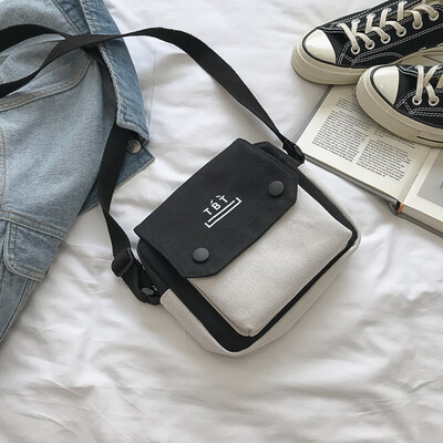 

Net red bag canvas bag womens shoulder Messenger bag college students summer Joker Korean Japanese bag ins Sen