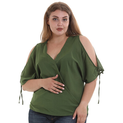 

Starmoon Womens Short Sleeve Off Shoulder Strap Bow Large Size Chiffon Blouse T-Shirt