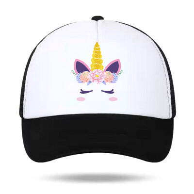 

Cute Unicorn Print Mesh Baseball Cap Summer Fashion Adjustable Cotton Snapback Hats For Kids Girls Sports Cap