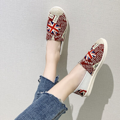 

Canvas shoes women a flat - footed old Beijing cloth shoes women leisure breathable fisherman Korean version lazy single shoes