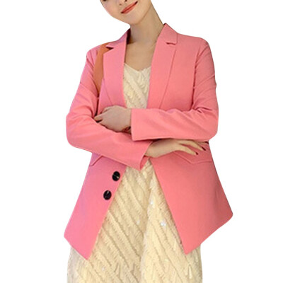 

Toponeto Fashion Women Business Top Button Lapel Long Sleeve Suit Blouse Loose Coat