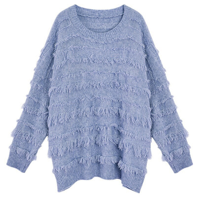 

Loose Solid Color Knit Pullover Casual Sweater