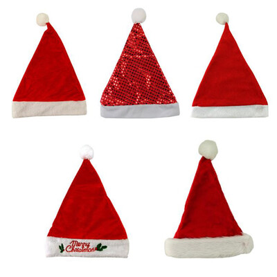 

〖Follure〗5PC Kids Children Christmas Party Santa Hat Red Cap for Santa Claus Costume