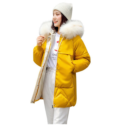 

Toponeto Women Fashion Loose Outerwear Short Cotton-padded Jackets Pocket Hooded Coats