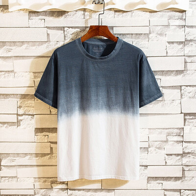 

Toponeto Fashion Summer Mens Casual Tops Coloured Gradually Changing Short Sleeve Shirts