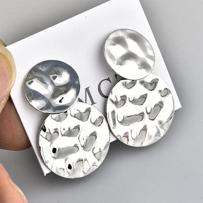 

Korean Trendy Gold Silver Earrings Oorbellen Geometric Bump Round Dangle Drop Earrings For Women Earings Fashion Jewelry 2019