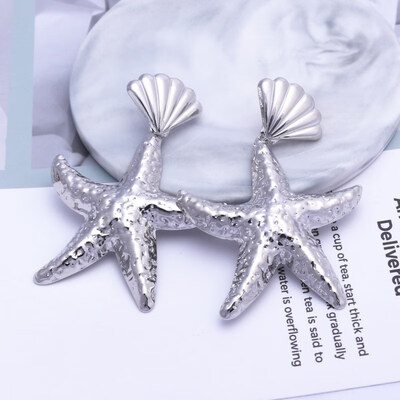 

EK404 Hot Sale Big Starfish Shell Metal Drop Earring for Women Fashion Jewelry 2019 Gold Color Dangle Earring Wedding Party Gift
