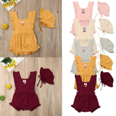 

US 2Pcs Baby Girl Clothes Hat Romper Jumpsuit Outfit Playsuit Bodysuit 0-24M