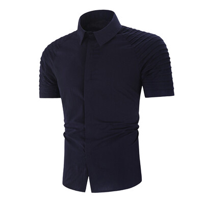 

Tailored Mens Pure Color Gradient Splicing Stripe Short Sleeve Loose Henley Shirt