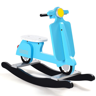 

Kids Flat Seat Riding Wooden Rocking Horse-Blue