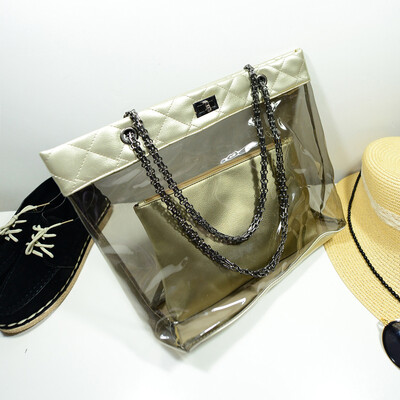 

New summer Korean chain single Shoulder Bag big Handbag fashion picture bags women jelly crystal Transparent Beach bag
