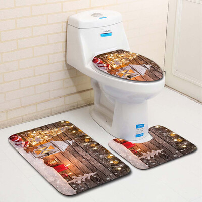 

Tailored 3PCS Fancy Santa Toilet Seat Cover&Rug Bathroom Set Christmas Decor