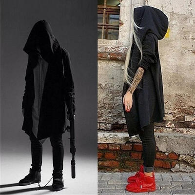 

2018 Fashion Shawl Double Coat-Coat Assassins Creed Jacket Women Hooded sweatshirt Men Black Cloak Outerwear Oversize