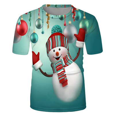 

Toponeto Couples 3-D Printed Christmas Short-sleeved Top Fashion Printed Short Sleeves
