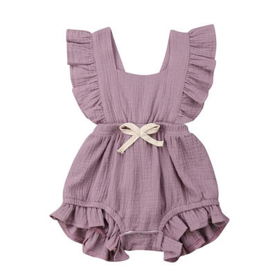 

Infant Baby Ruffle Candy Color Jumpsuit Kids Girl Sleeveless Bowknot Romper