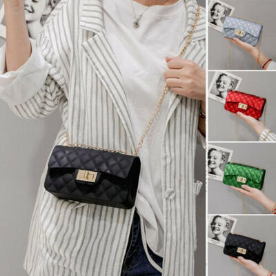 

Womens Quilted Chain Black Bag Leather Shoulder Bag Crossbody Handbag Ladies