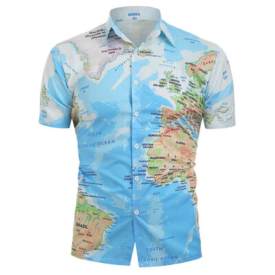 

World Map Pattern Button Down Shirt