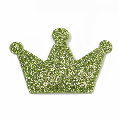 

Glitter PU Patches with Non Woven Fabric Back&Sponge Inside Crown Green 38x5558x25mm