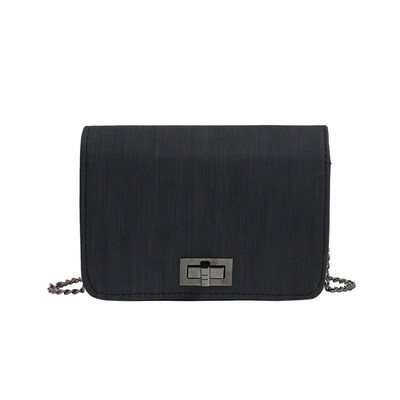 

Fashion Solid Color Rotation Lock Faux Leather Women Chain Pouch Crossbody Bag