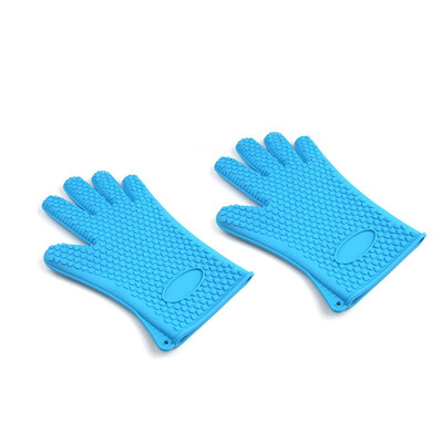 

1 Pair 230°C Heat Resistant Silicone Anti-slip Oven Gloves Anti Scalding Cooking Baking Helper Five-finger Long Mitt