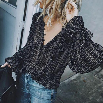 

Women Casual V Neck Boho Hippie Striped Long Sleeve Loose T-shirt Tops Blouses