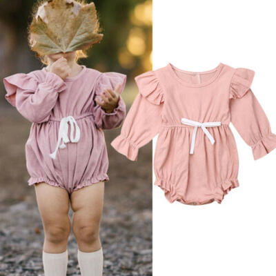 

AU Newborn Infant Kids Baby Girl Ruffles Cotton Romper Bodysuit Jumpsuit Outfits