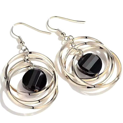 

2019 New Fashion Vintage Zircon Multilayer Circle Drop Earrings For Women Jewelry Gold Color Dangle Earrings Wholesale