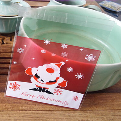 

100pcs Christmas Cellophane Treat Bags Sweet Biscuit Cookie Party Favor Gift