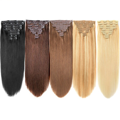 

BHF Hair Clip In Hair Extensions Remy Hair Straight Weave Full Head 7piecelot 85g 1B