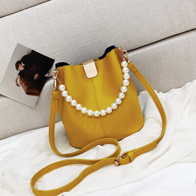 

Summer pearl portable casual large capacity bucket bag female 2019 new wave wild single shoulder fashion Messenger bag