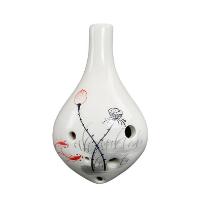 

6 Holes Ceramic Ocarina Alto C Wine Bottle Style Hand Painted Musical Instrument with Lanyard Music Score For Music Lover&Lear