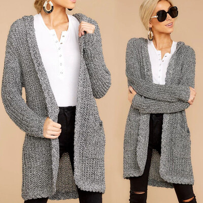 

〖Follure〗Womens Long Sleeve Hooded Knitted Cardigan Sweater Pocket Coat Hoodies Outwear