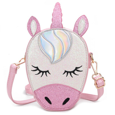

New Glitter Laser Pu Leather Unicorn Crossbody Purse Bag For Girls Teens Women