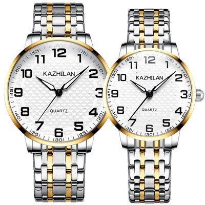 

The old watch men&women lovers large digital dial waterproof luminous middle-aged&old parents elastic steel band Shi Ying