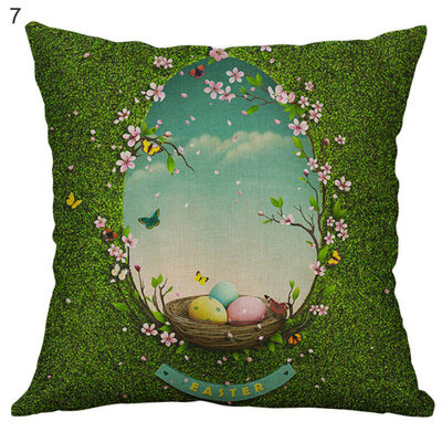 

Cartoon Easter Rabbit Linen Pillow Case Waist Throw Cushion Cover Home Decor
