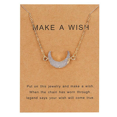 

New Creative Colorful Moon Natural Stone Resin Pendant Necklace Women Gold Chain Charm Necklace for Female Fashion Jewelry Gift