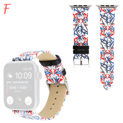 

〖Follure〗Leather Floral Pattern Printed Replaceable Band For Apple Watch 4321 4244mm