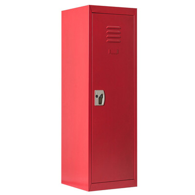 

48" Kid Locker Safe Storage Children Single Tier Metal Lockers Lock And Key -Red