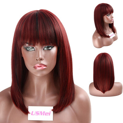 

Gobestart Mix Lubricious Bobo Wig Head Covers Inclined Bang To Buckle Inside Long Wig