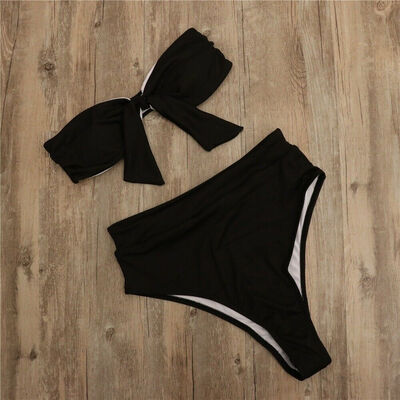 

Women High Waist Padded Bra Bikini Swimsuit Bandage Push-up Swimwear Set Bathing