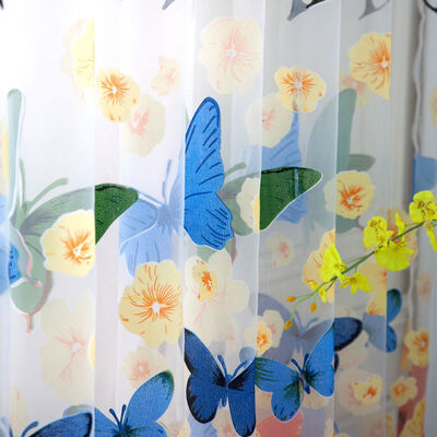 

100200cm Rod Offset Printing Butterfly Screen Window Curtain Translucidus Tulle